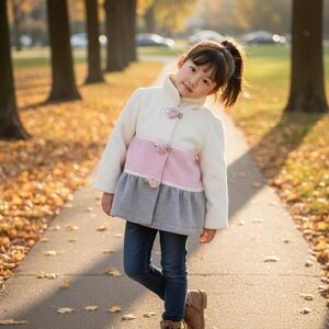 Kids Headquarters Pink and Gray Puffer Jacket